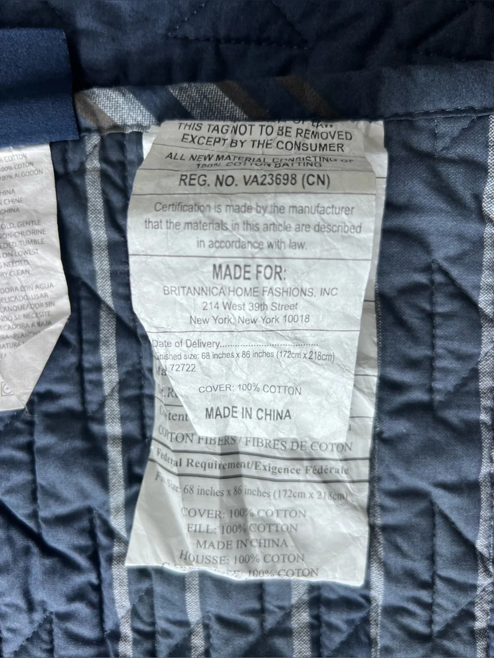 Pendleton Navy and White Striped quilt Set